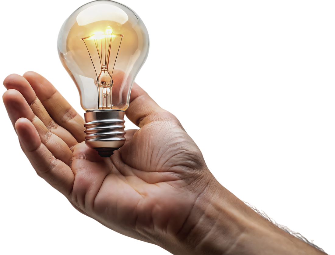 Glühbirne in einer Hand